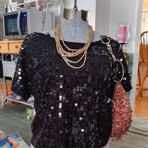 Sequined black dress top